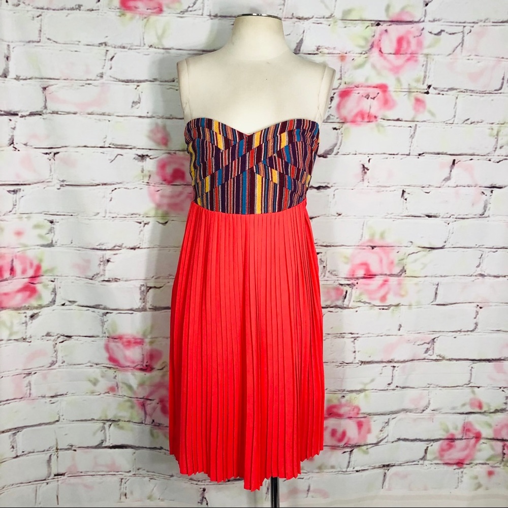Sabine sweetheart strapless colorful woven top drs